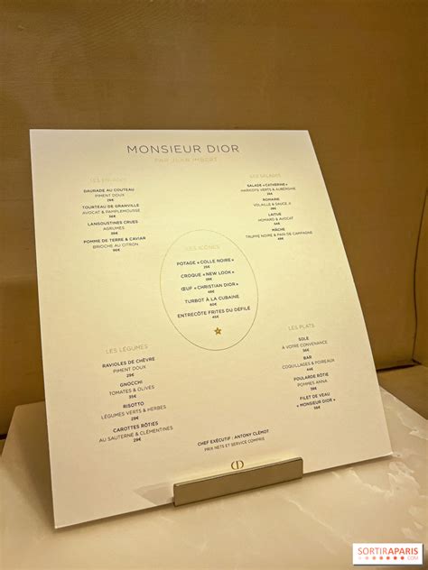 dior montaigne menu